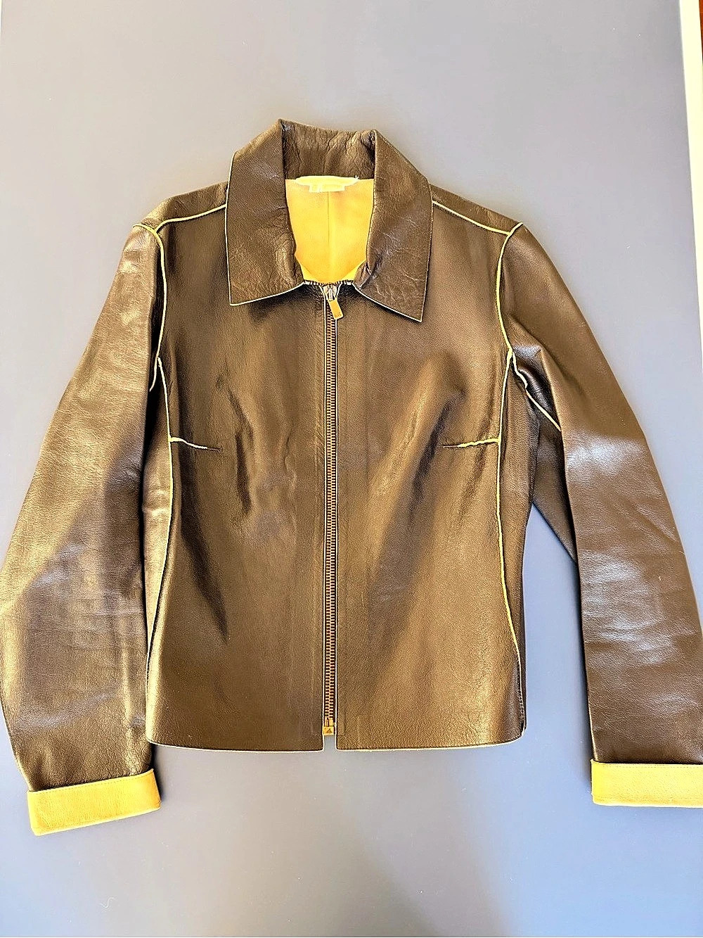 Michael Kors Color Block Leather Jacket Size Small
